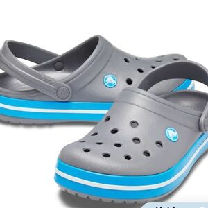 NEW CROCS Gray and Blue Shoes with Perforated Design NWT